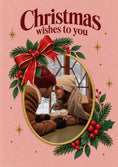 Load image into Gallery viewer, Christmas Wishes Holly Bow Photo Upload Christmas Card
