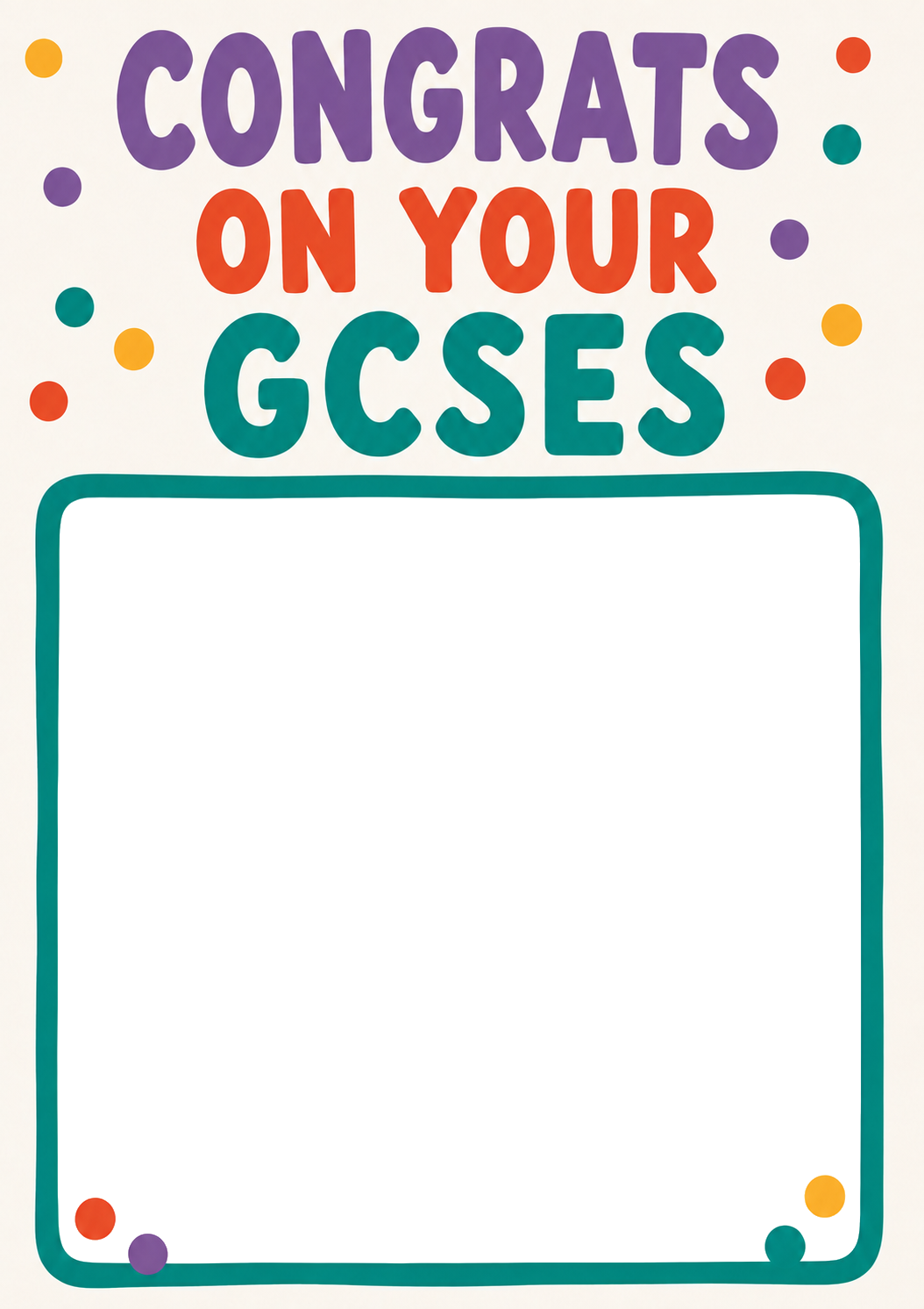 Colourful Polka Dot GCSEs Photo Upload Congratulations Card for Her