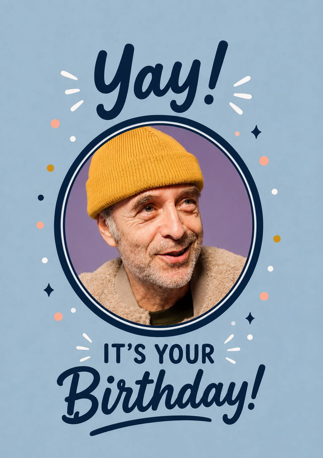 Yay It's Your Birthday Blue Confetti Photo Upload Birthday Card