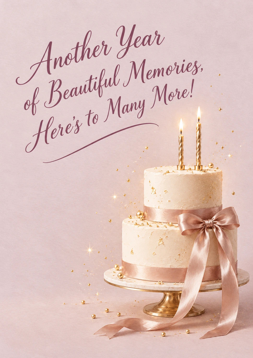 Rose Gold Tiered Cake Anniversary Card for Son and Partner