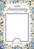 Load image into Gallery viewer, Blue Floral Border Photo Upload Anniversary Card
