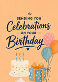 Load image into Gallery viewer, Sending You Celebrations Cake and Balloons 80th Birthday Card
