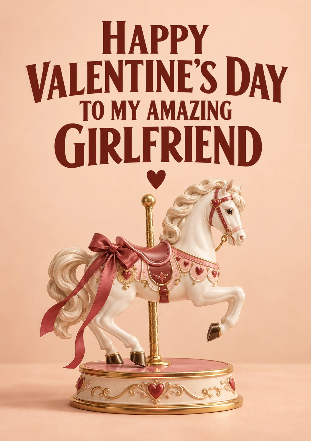 Carousel Horse valentine's day Card for Girlfriend