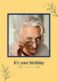 Load image into Gallery viewer, Navy Floral Peering Over Glasses Photo Upload Birthday Card for Him
