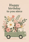 Load image into Gallery viewer, Vintage Floral Truck Niece Birthday Card for Her
