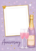 Load image into Gallery viewer, Lavender Champagne Celebration Photo Upload Anniversary Card
