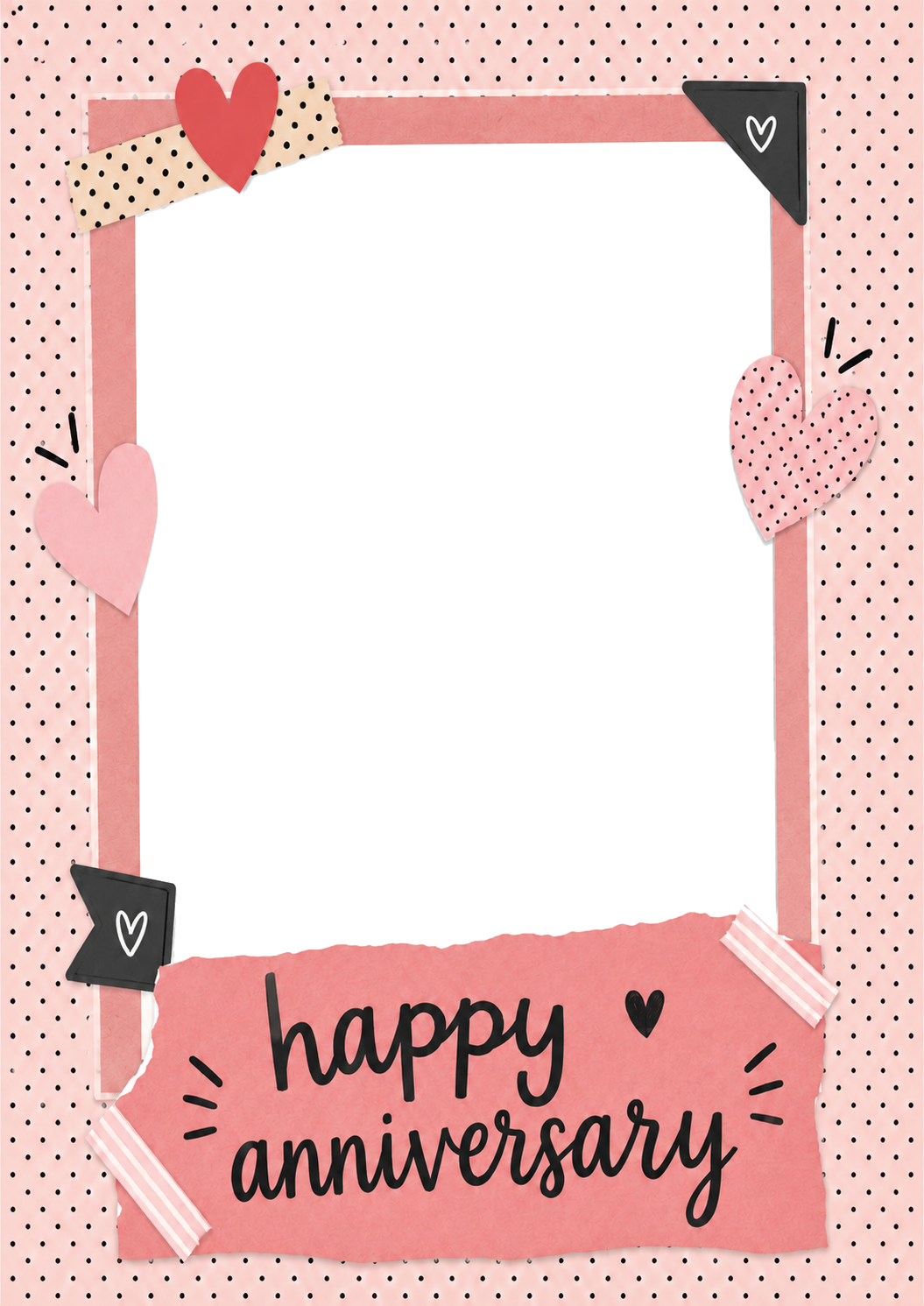 Pink Scrapbook Hearts Photo Upload Anniversary Card