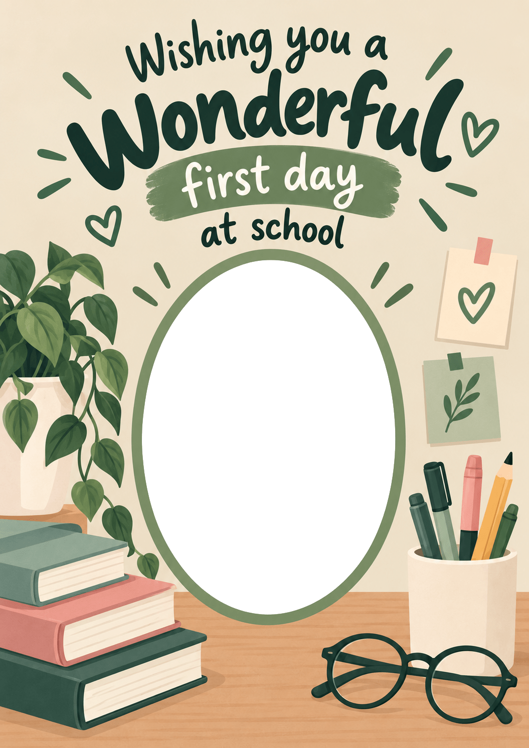 Wonderful First Day at School Photo Upload Back to School Card for Her