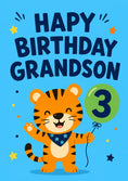 Load image into Gallery viewer, Cute Tiger Balloon 3rd Birthday Grandson Card
