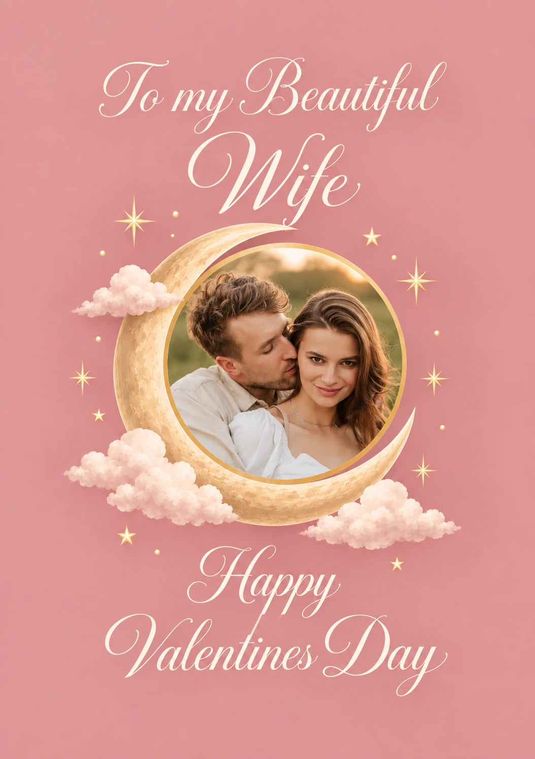 Celestial Moon and Stars Photo Upload Valentine's Day Card for Wife