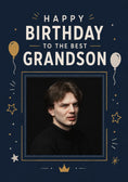 Load image into Gallery viewer, Navy Blue Best Grandson Photo Upload Birthday Card for Him
