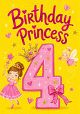Load image into Gallery viewer, Pink Princess Crown Fairy 4th Birthday Card for Her
