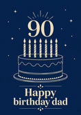 Load image into Gallery viewer, Navy Blue Cake 90th Birthday Card for Him
