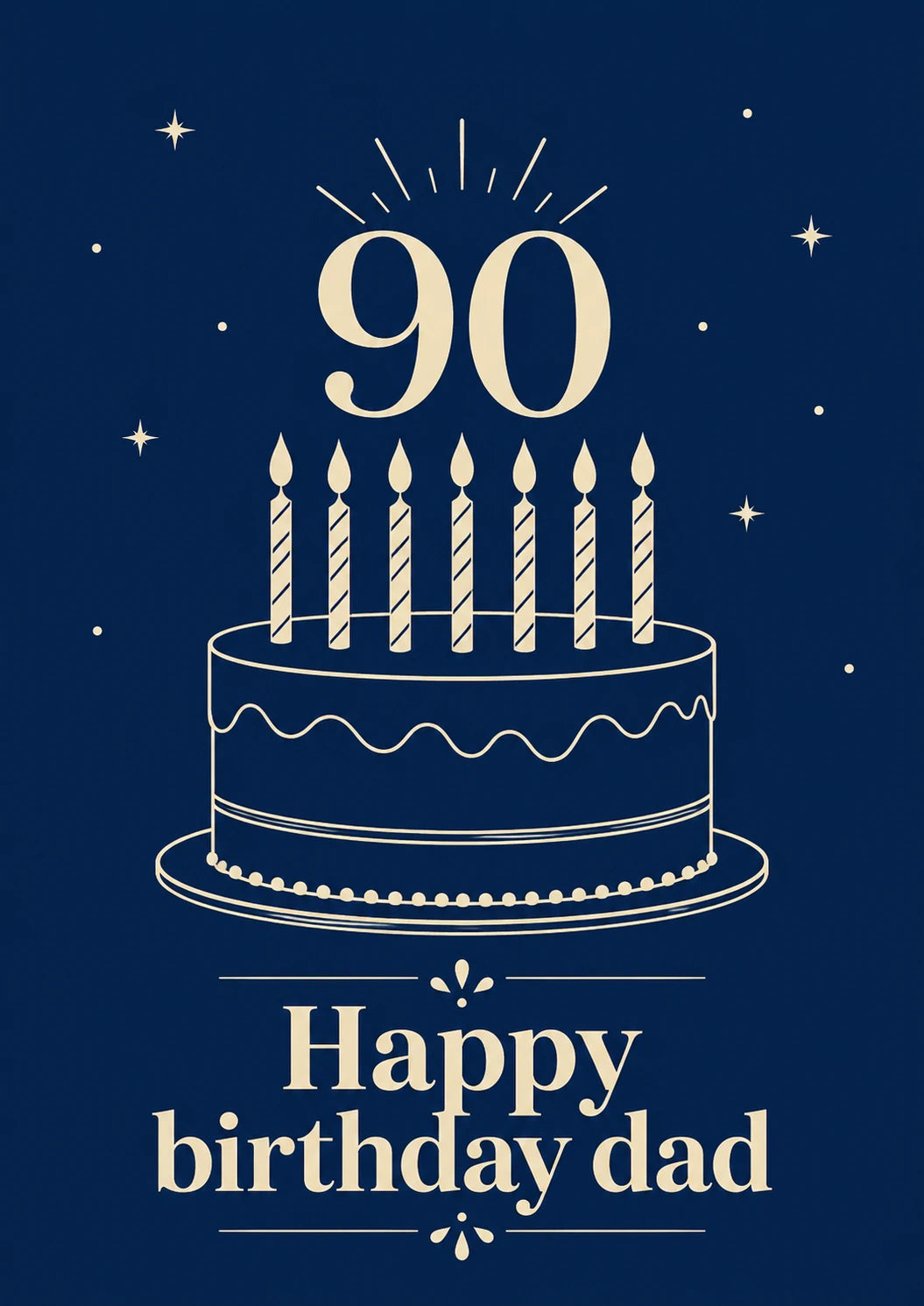 Navy Blue Cake 90th Birthday Card for Him