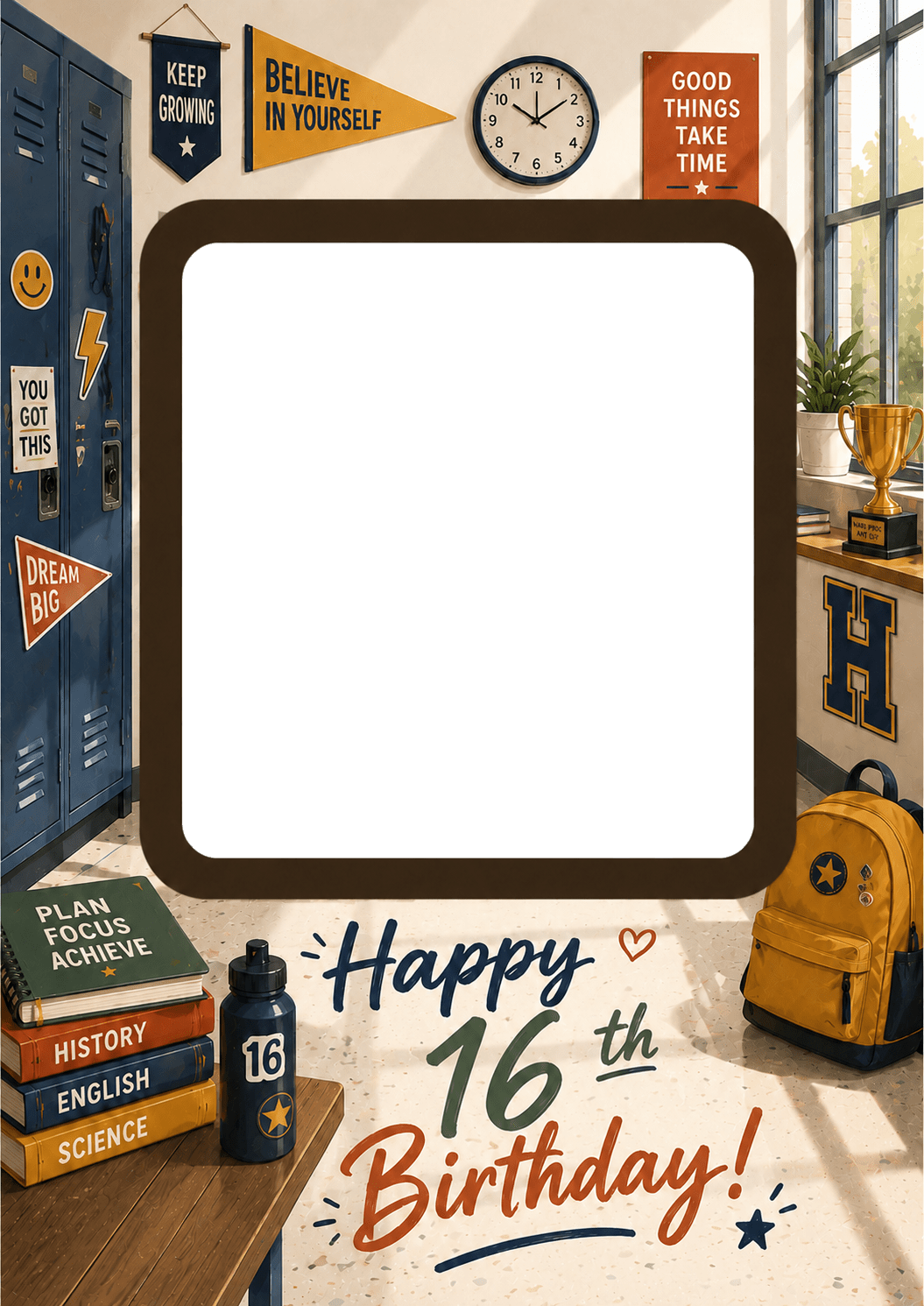 School Locker Room 16th Birthday Photo Upload Birthday Card for Him