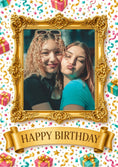 Load image into Gallery viewer, Gold Ornate Frame Photo Upload Birthday Card for Her
