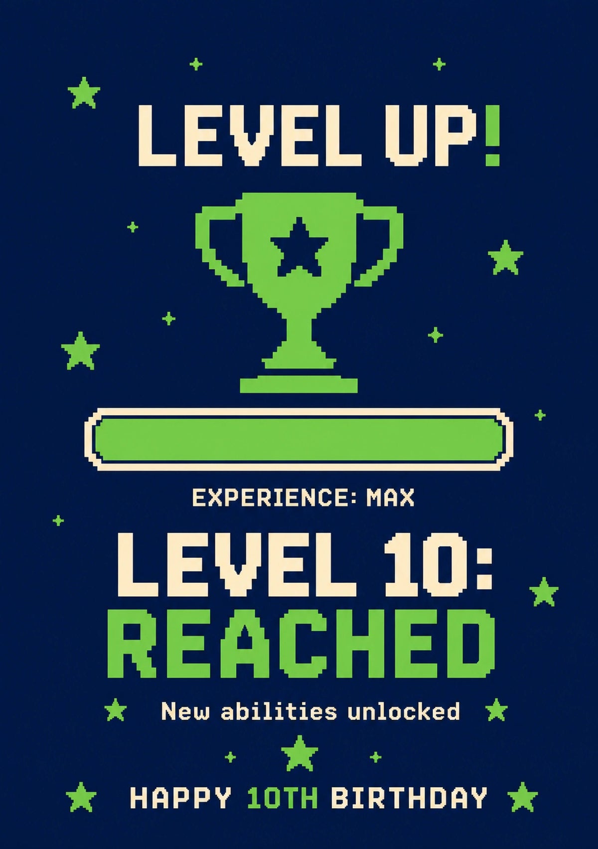Funny Level Up Gamer 10th Birthday Card
