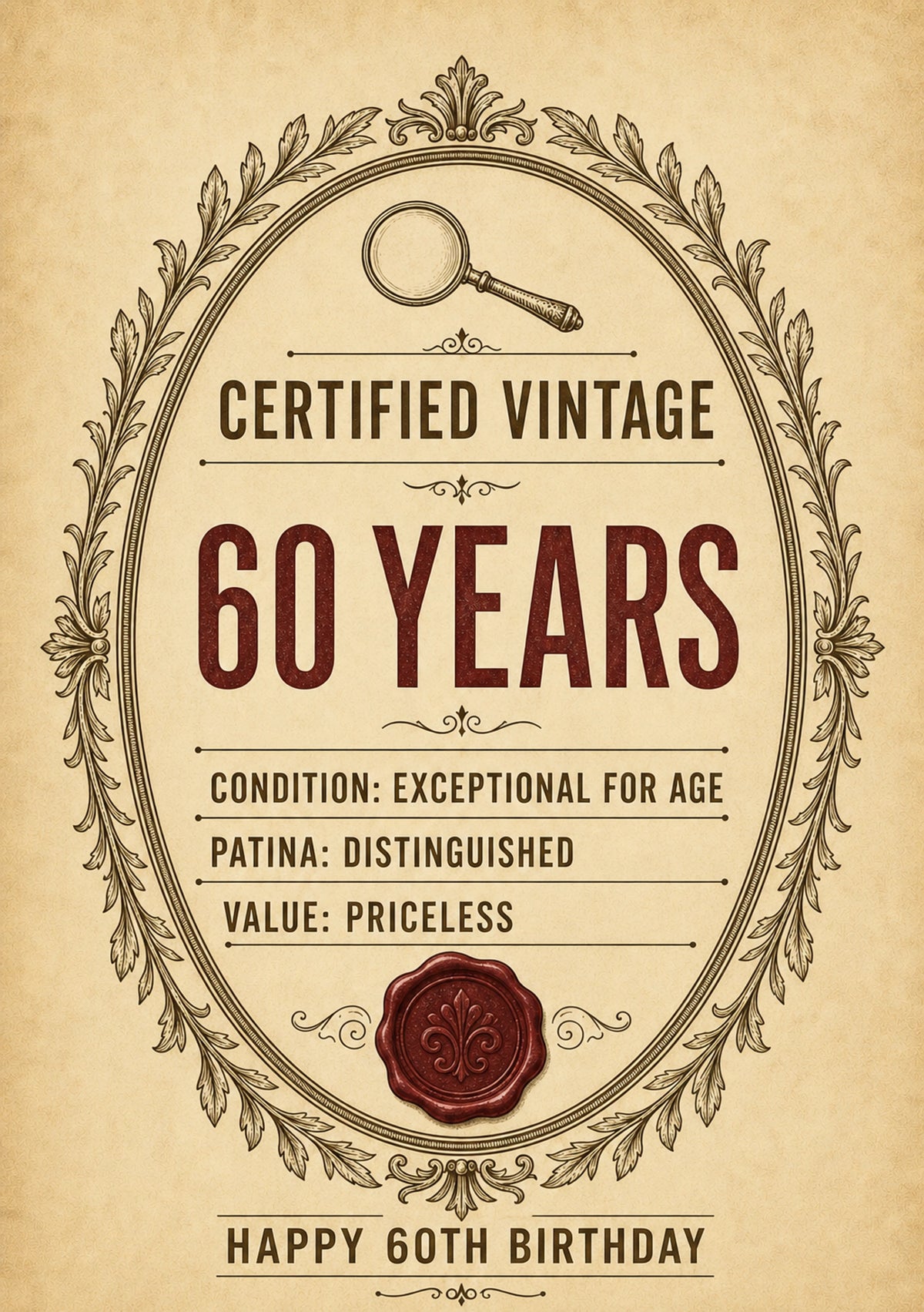 Funny Certified Vintage 60th Birthday Card