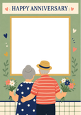 Load image into Gallery viewer, Cute Illustrated Elderly Couple Photo Upload Anniversary Card
