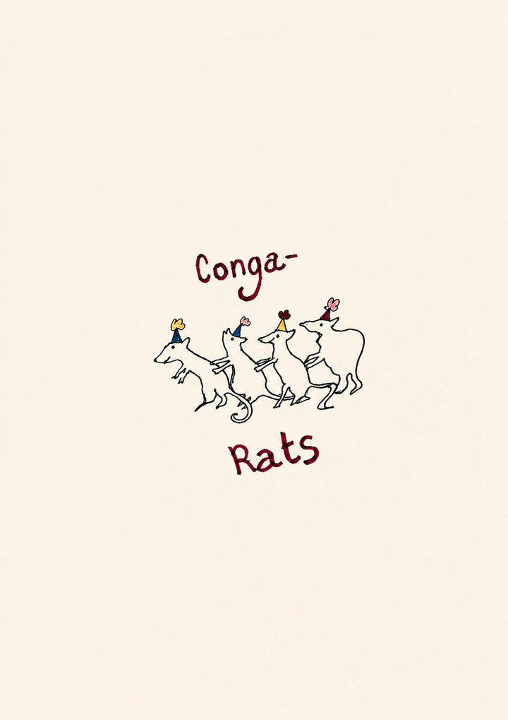 Funny Conga Rats Dancing Mice Congratulations Card