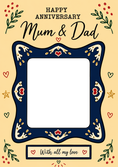 Load image into Gallery viewer, Folk Art Frame Mum & Dad Photo Upload Anniversary Card
