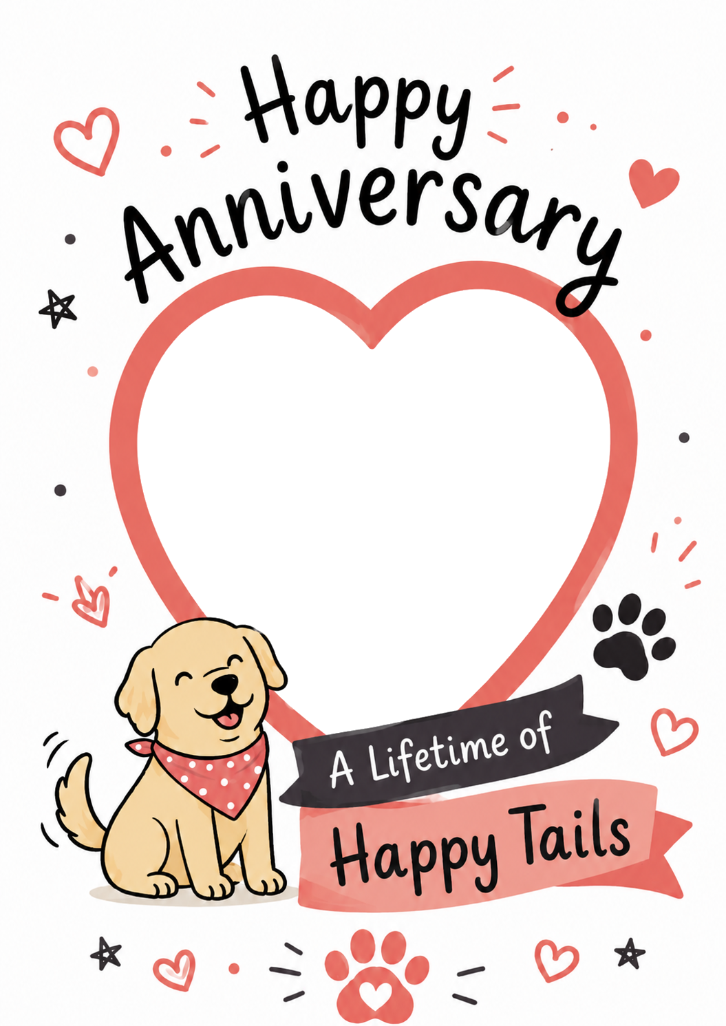 Cute Dog Happy Tails Photo Upload Anniversary Card