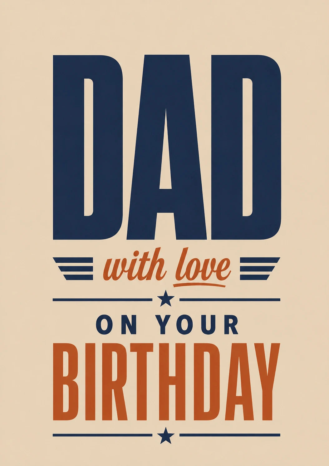 Dad With Love Navy and Rust Birthday Card for Him
