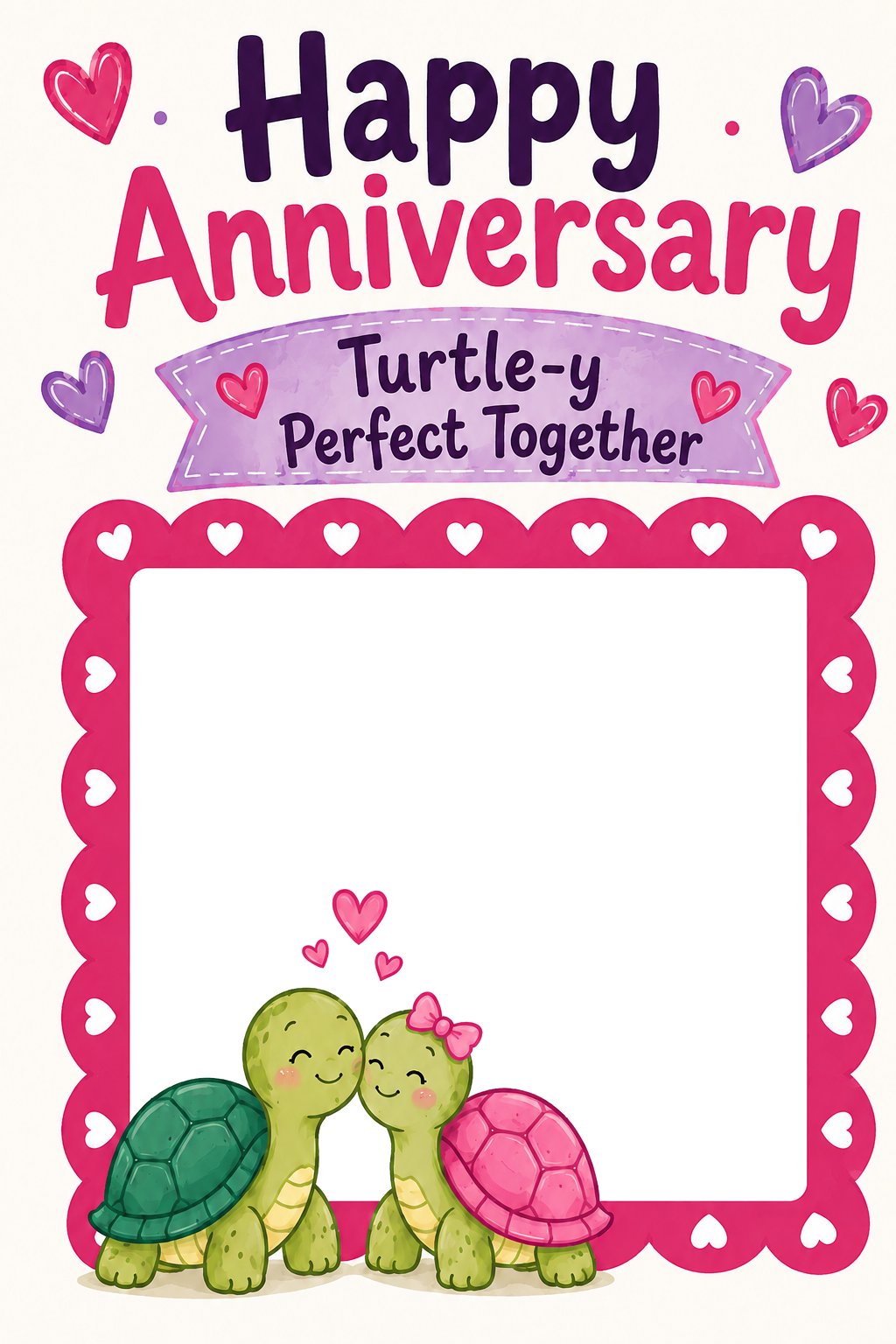 Funny Turtle-y Perfect Together Photo Upload Anniversary Card