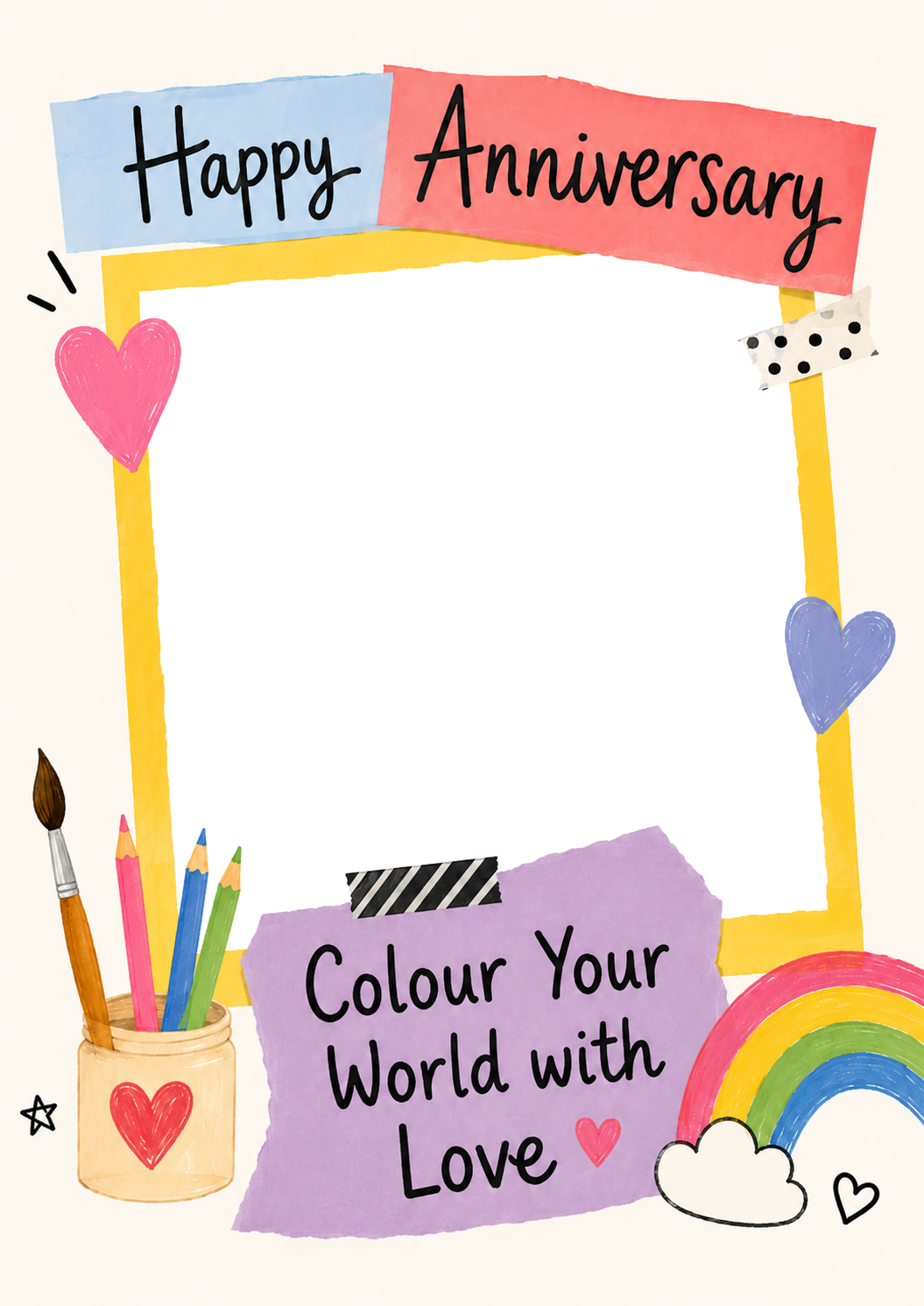 Colour Your World with Love Photo Upload Anniversary Card