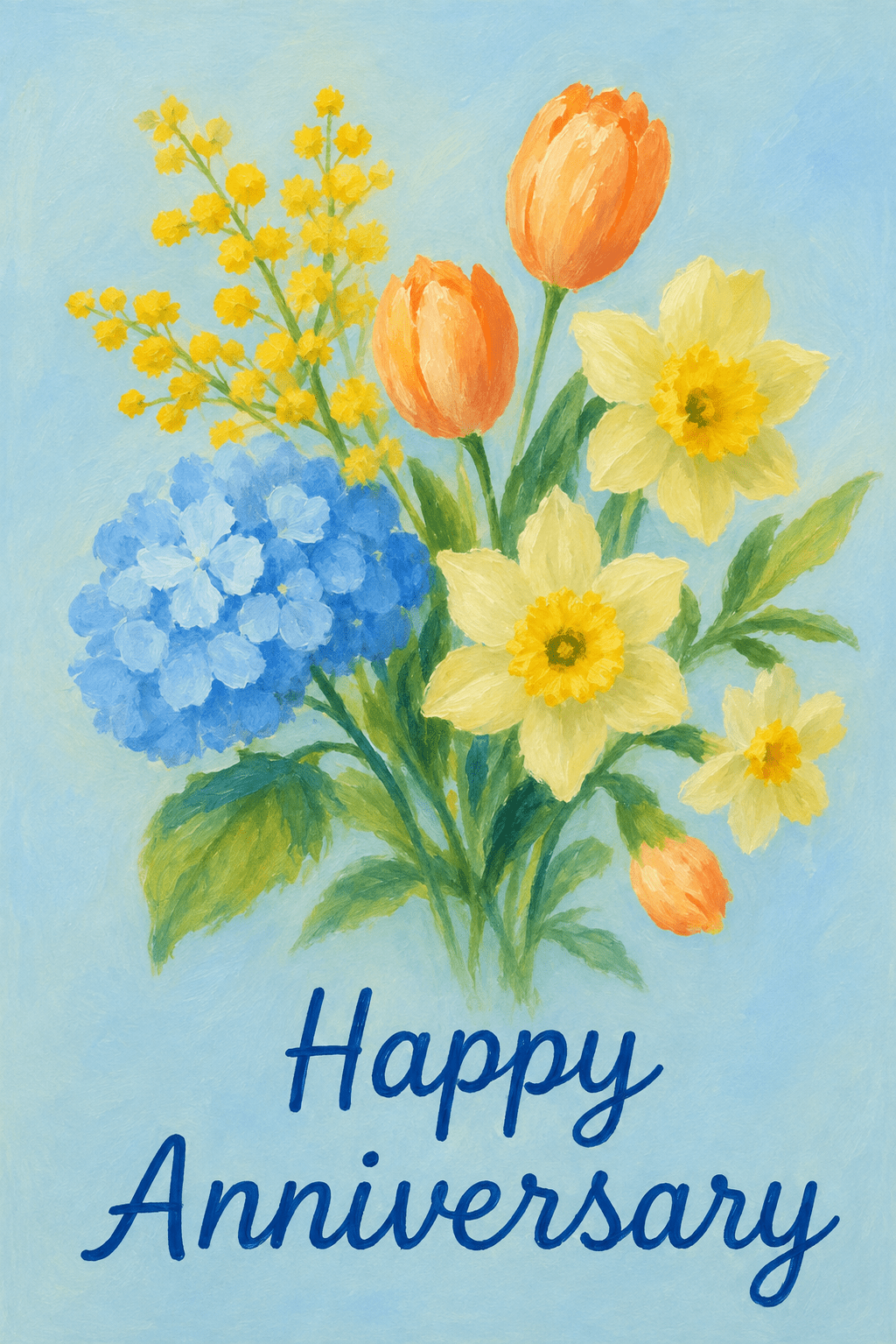 Floral Bouquet Watercolour Anniversary Card