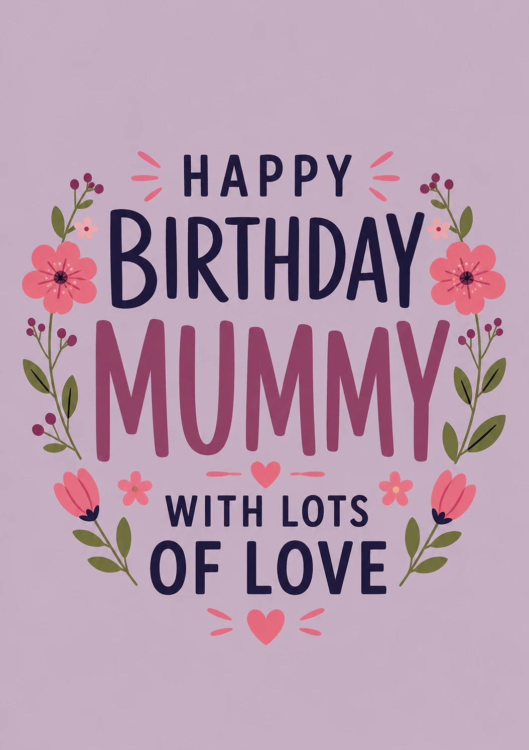 Pink Floral Happy Birthday Mummy Card for Her