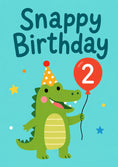 Load image into Gallery viewer, Funny Snappy Crocodile 2nd Birthday Card for Him
