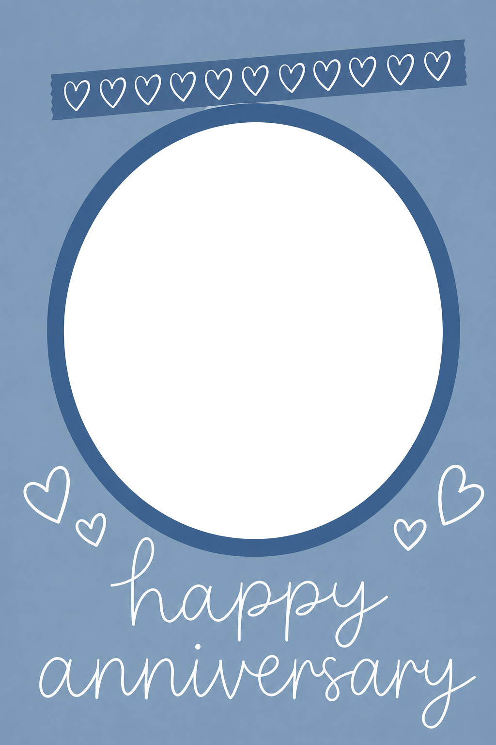 Blue Hearts Washi Tape Photo Upload Anniversary Card