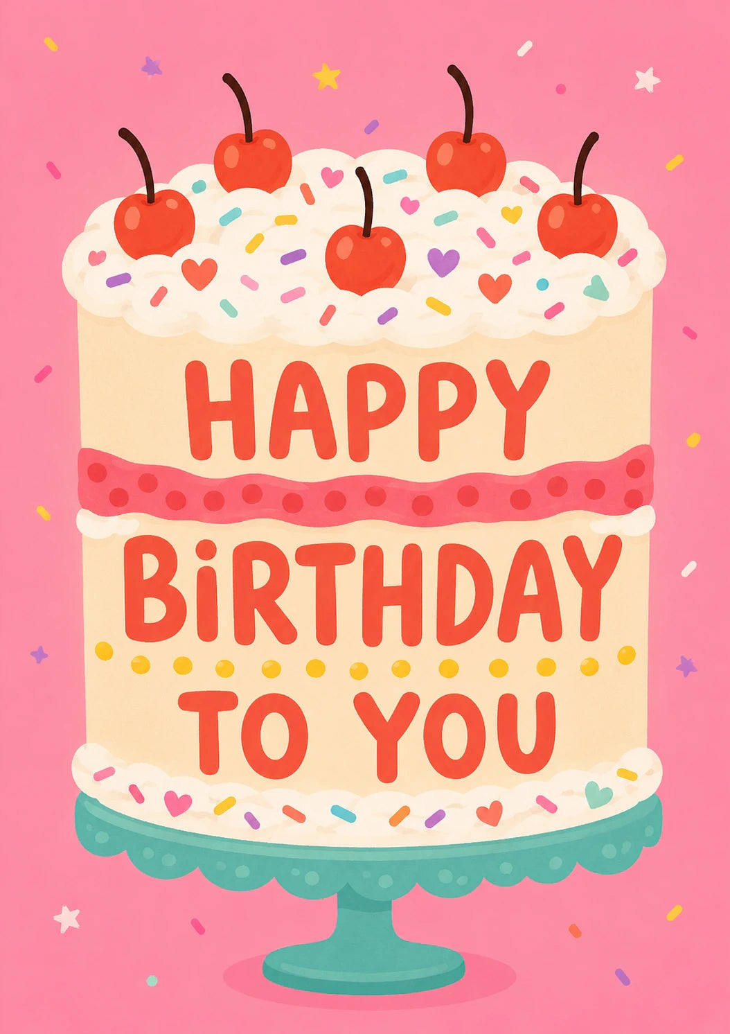 Cherry Cake Happy Birthday To You Card