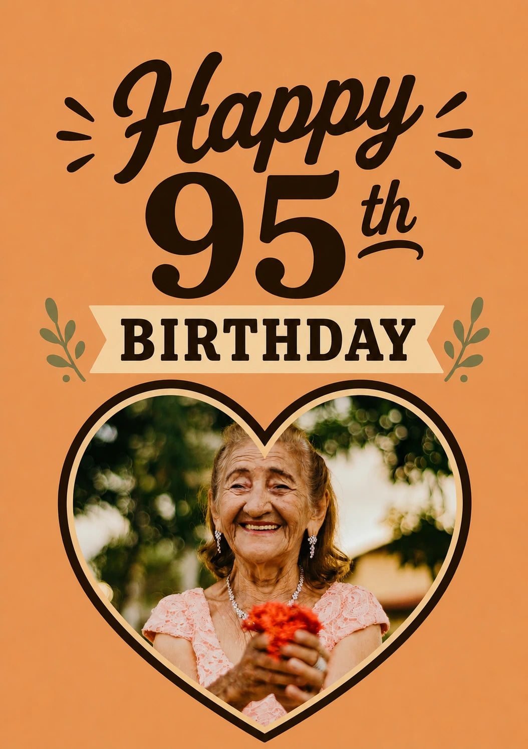 Retro Orange Banner 95th Photo Upload Birthday Card for Her