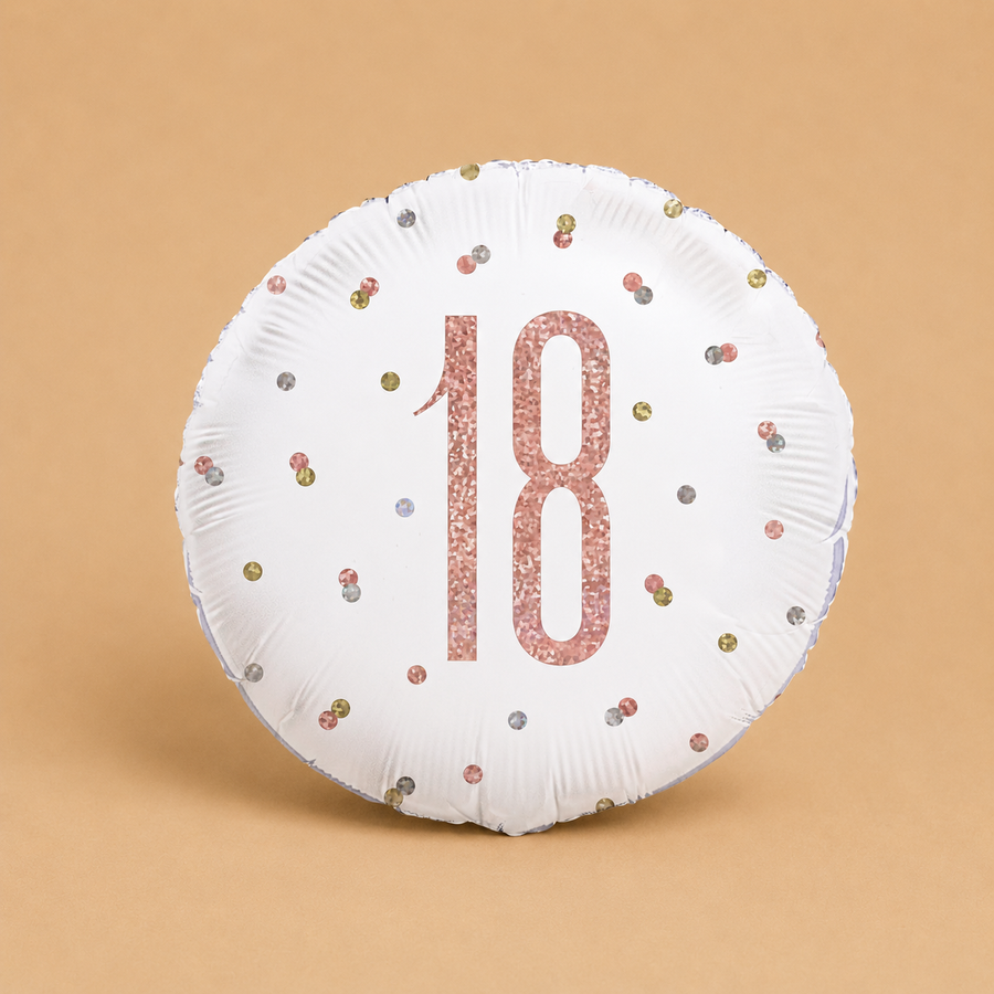 Rose Gold 18th Birthday Glitz Round Foil Balloon 45cm