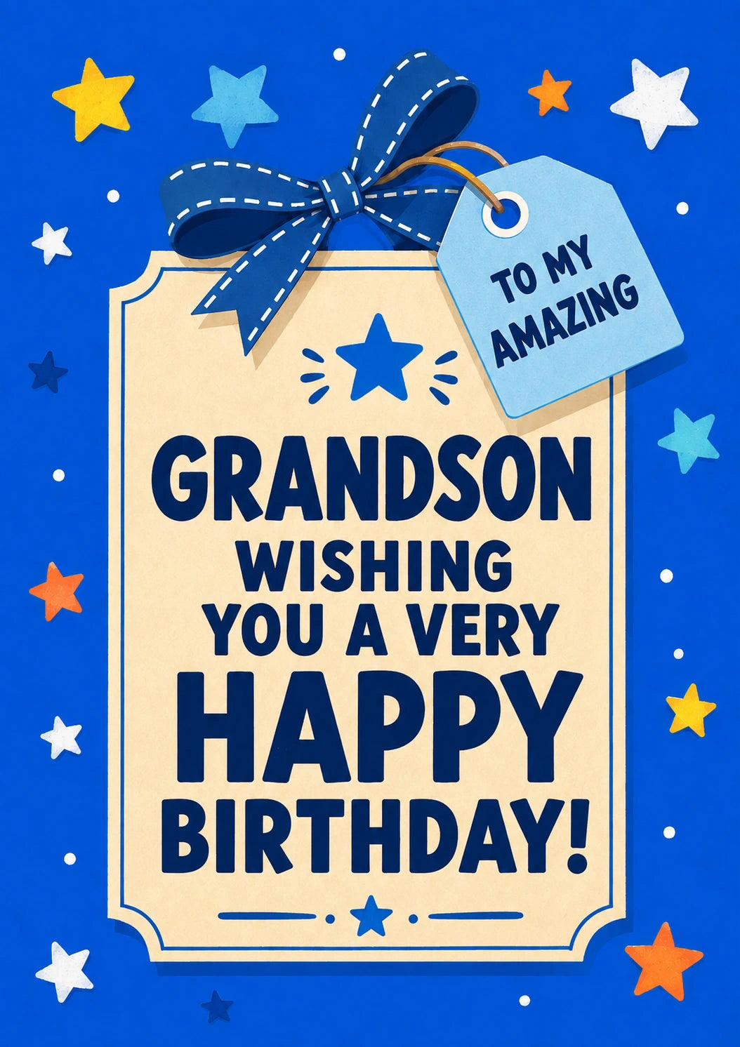 Blue Star Gift Tag Grandson 11th Birthday Card for Him