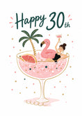 Load image into Gallery viewer, Cocktail Glass Flamingo 30th Birthday Card for Her

