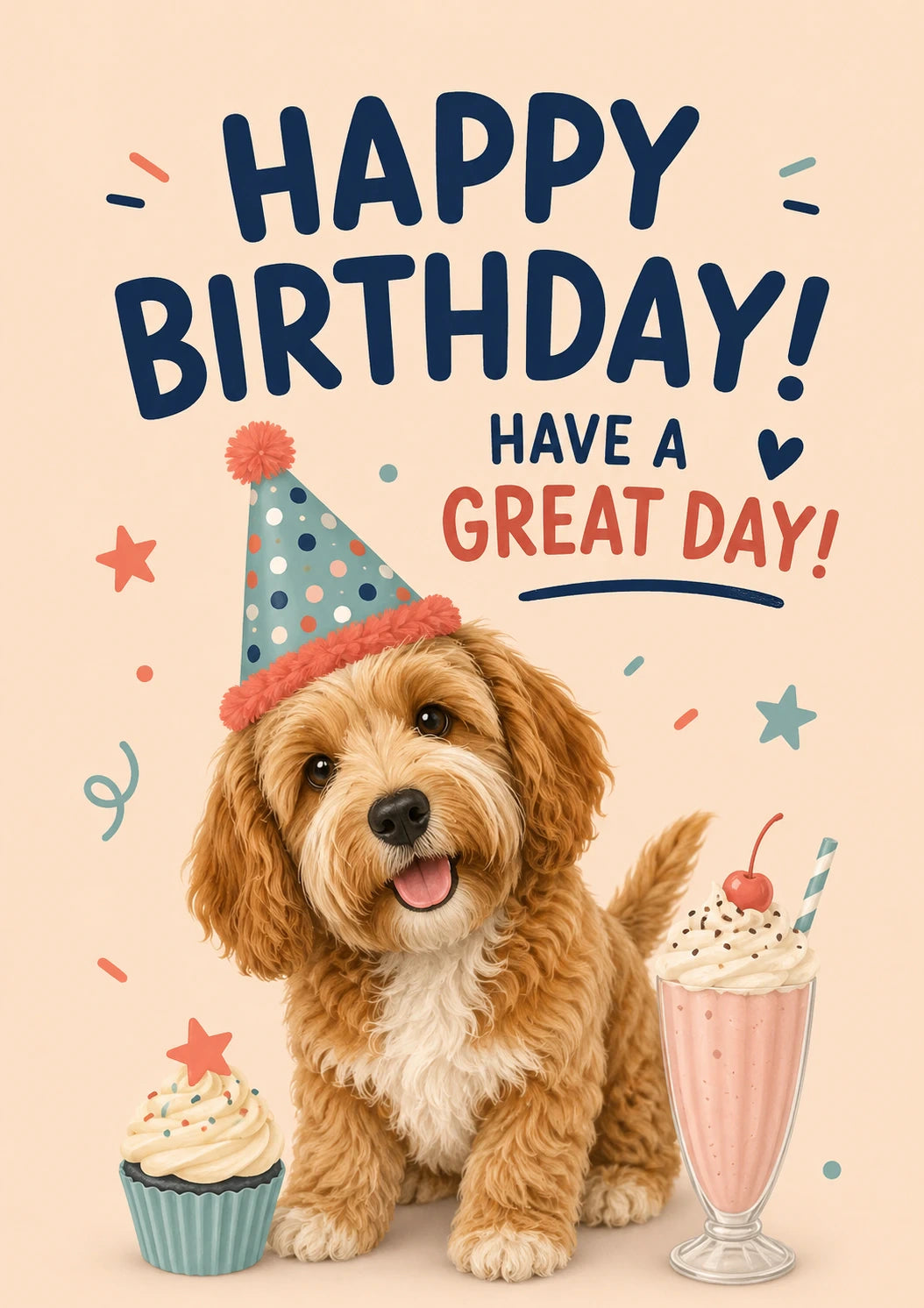 Cute Cockapoo Puppy Happy Birthday Card