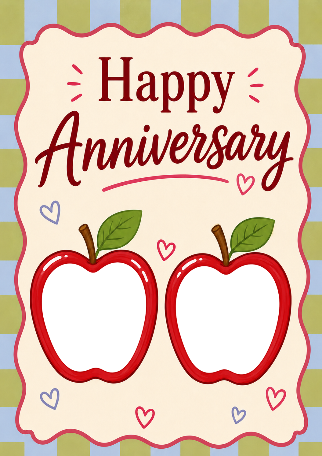 Sweet Red Apple Frames Photo Upload Anniversary Card for Her