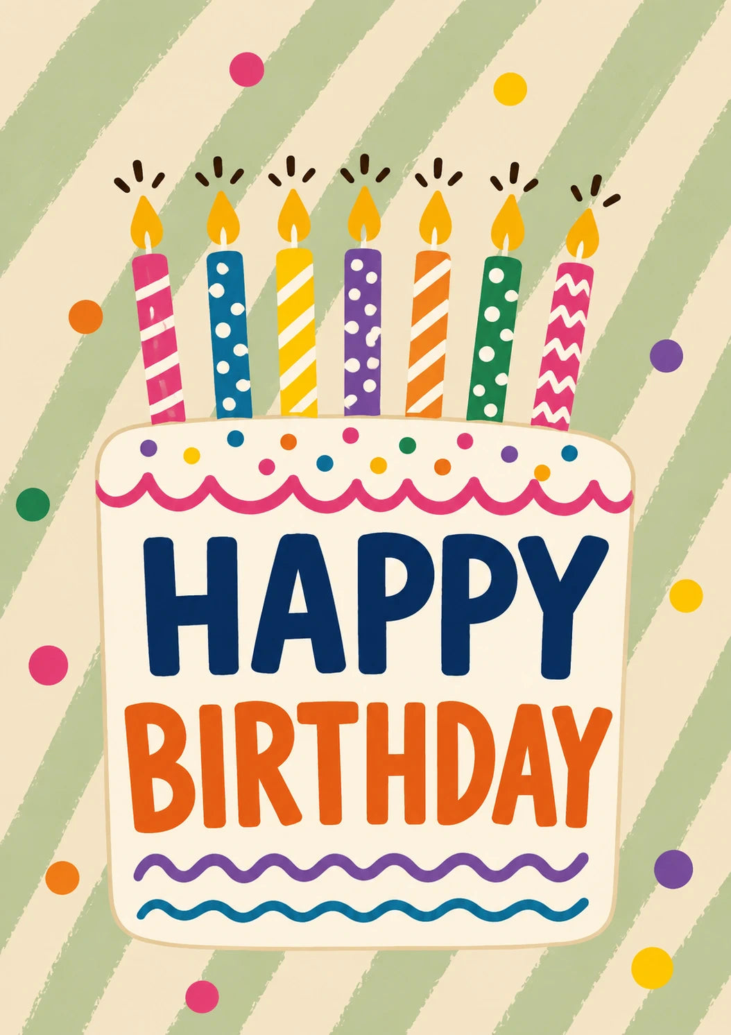 Colourful Cake and Candles 15th Birthday Card