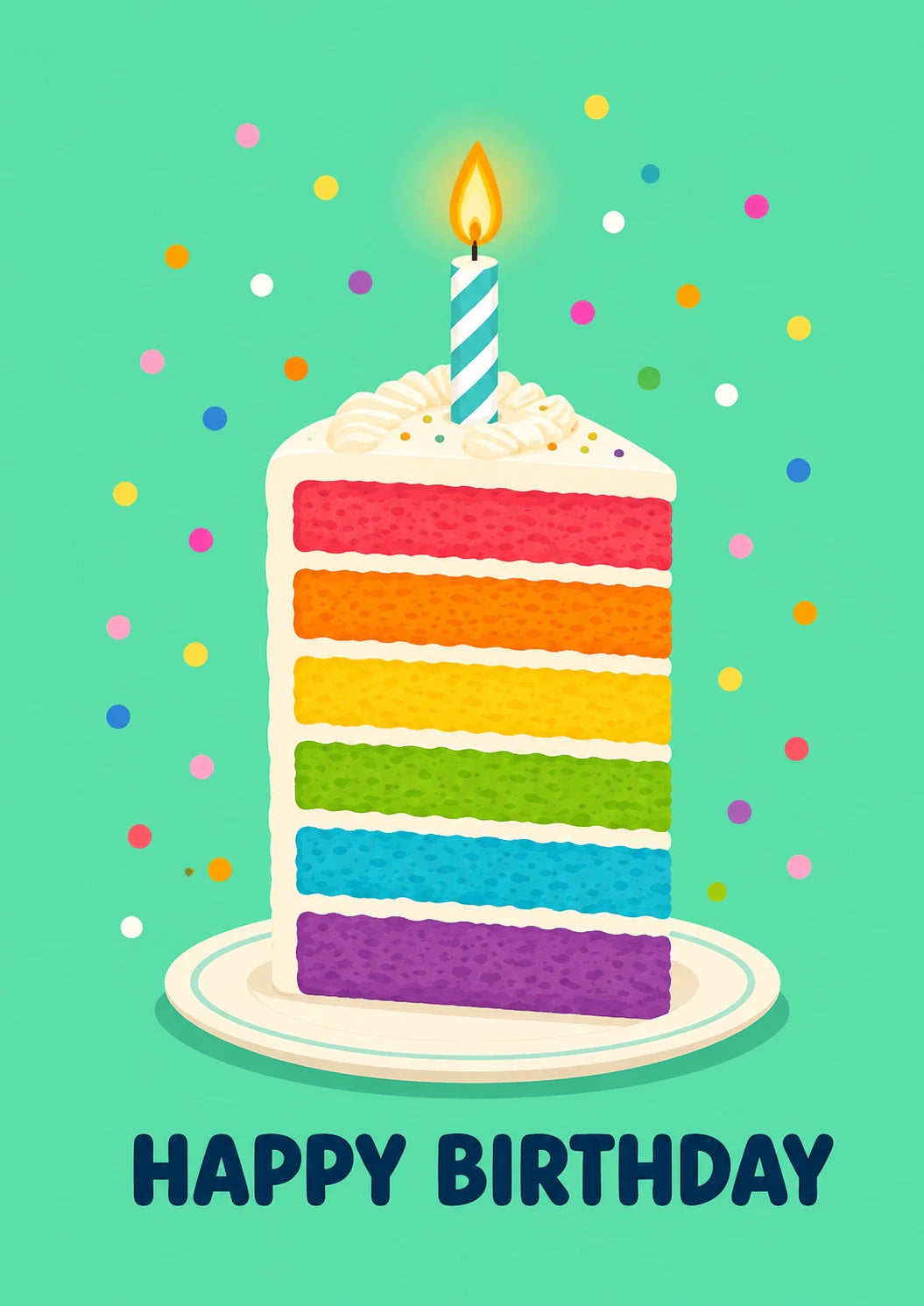 Rainbow Layer Cake 12th Birthday Card