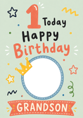 Load image into Gallery viewer, Grandson 1 Today Colourful Photo Upload 1st Birthday Card
