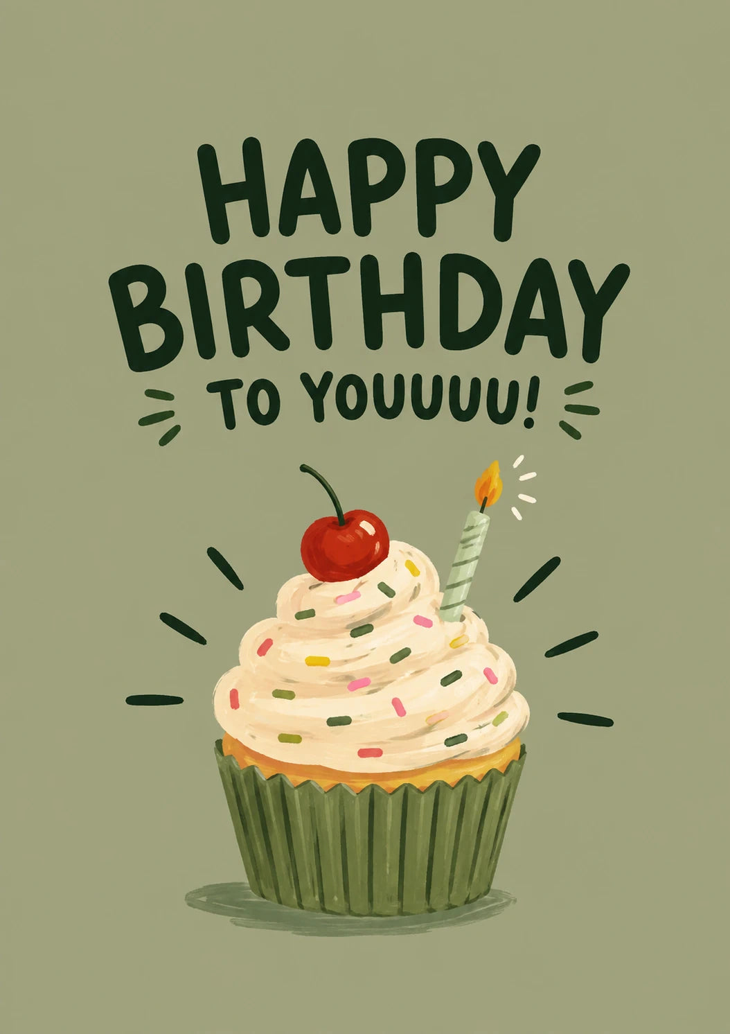 Sprinkle Cupcake and Candle 20th Birthday Card