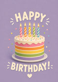 Load image into Gallery viewer, Rainbow Striped Cake 14th Birthday Card
