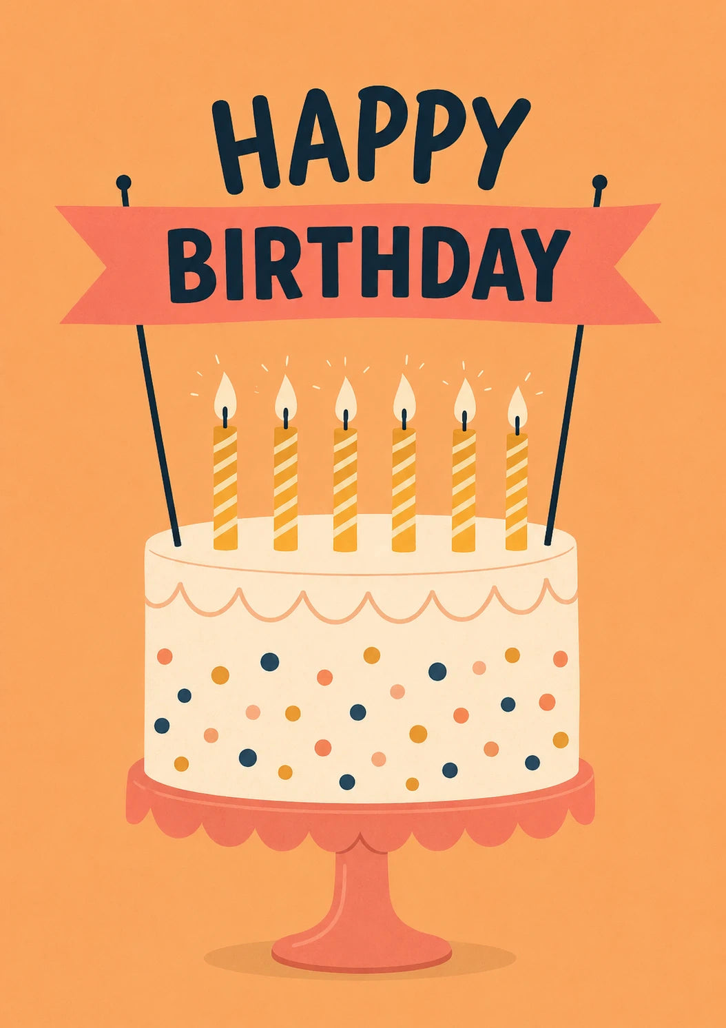 Colourful Polka Dot Cake 25th Birthday Card