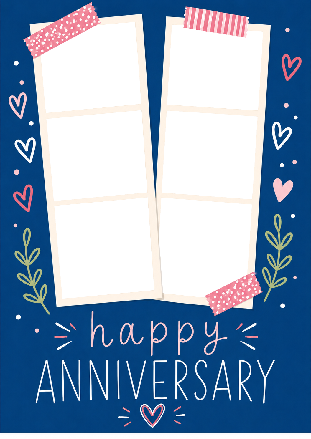 Polaroid Strip Hearts Photo Upload Anniversary Card
