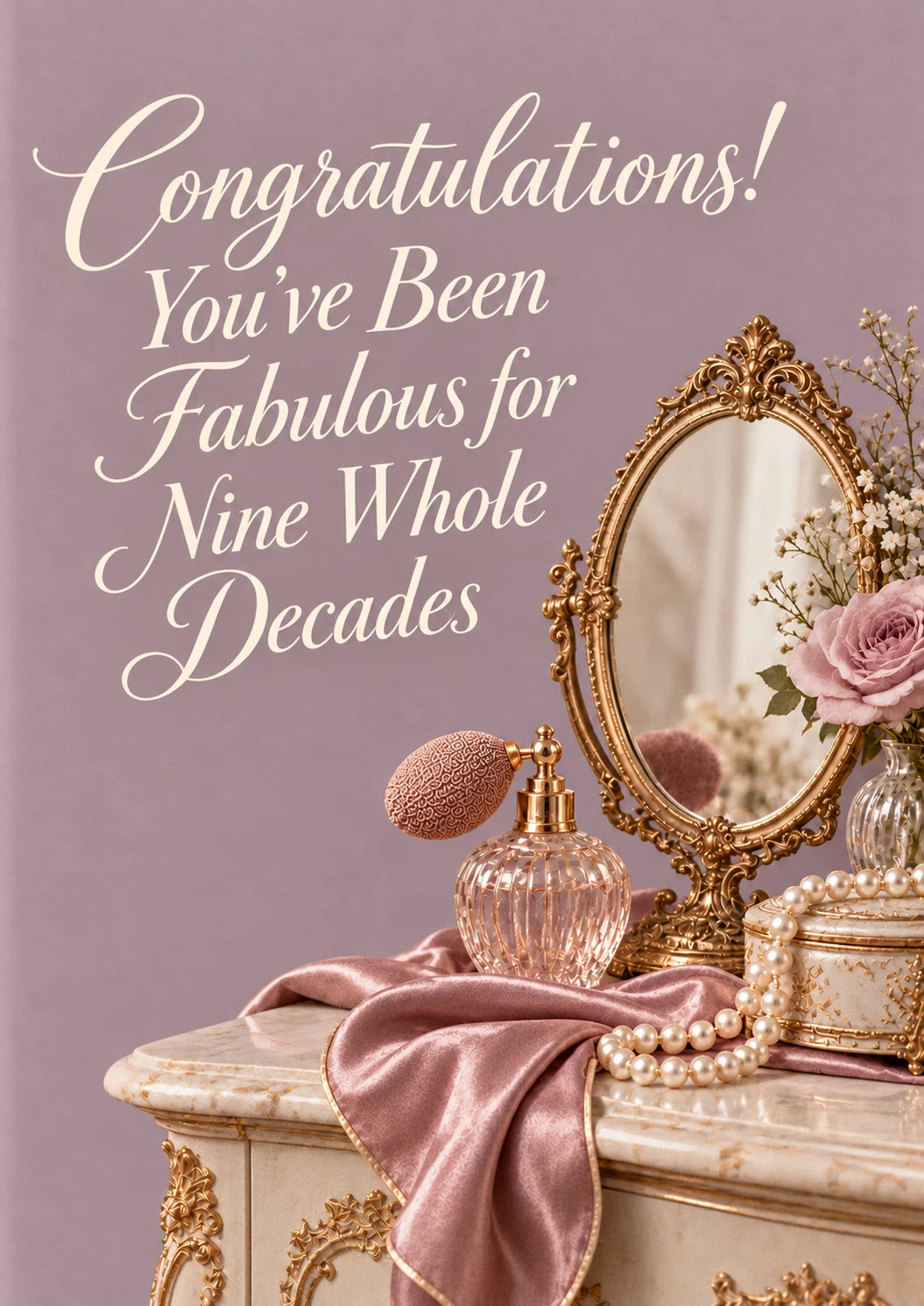 Funny Fabulous Nine Decades 90th Birthday Card for Her