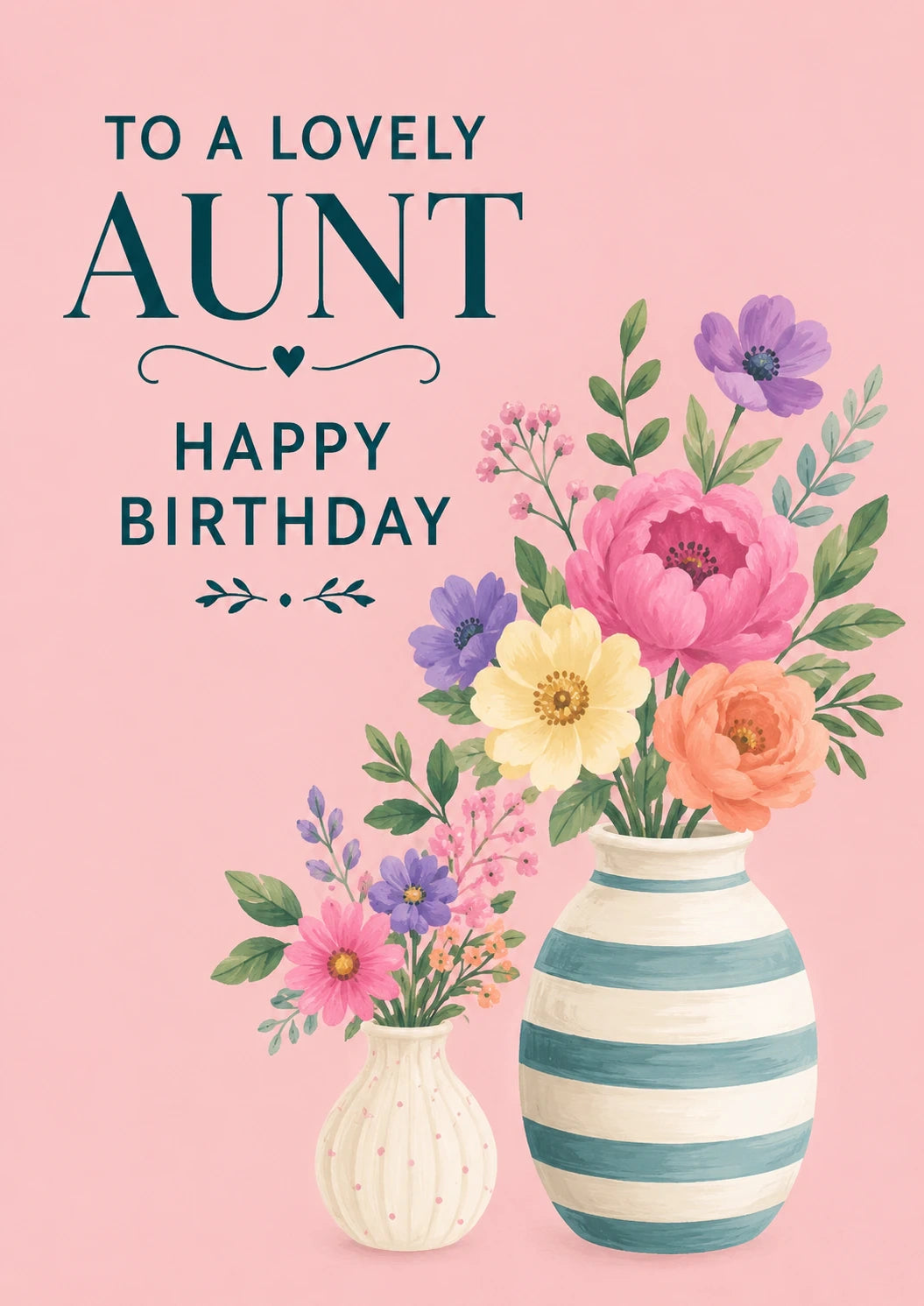 Floral Vases To A Lovely Aunt Happy Birthday Card for Her