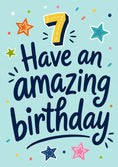 Load image into Gallery viewer, Colourful Stars and Confetti 7th Birthday Card
